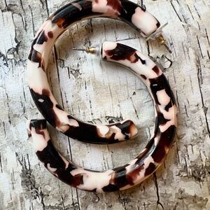 Tortoise Shell Large Hoop Earrings